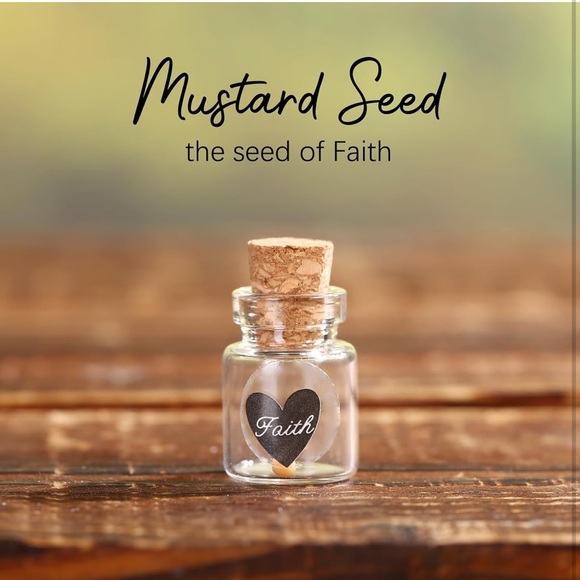 Other - Glass Jar with Mustard Seed of Faith and Cork Lid.